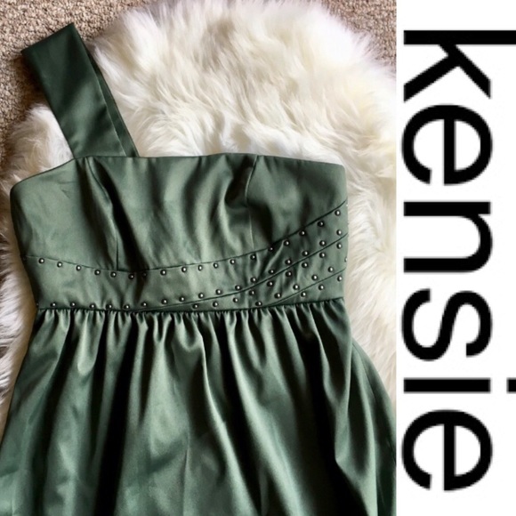 Green One Strap Embellished KENSIE Mini Dress - Picture 2 of 8